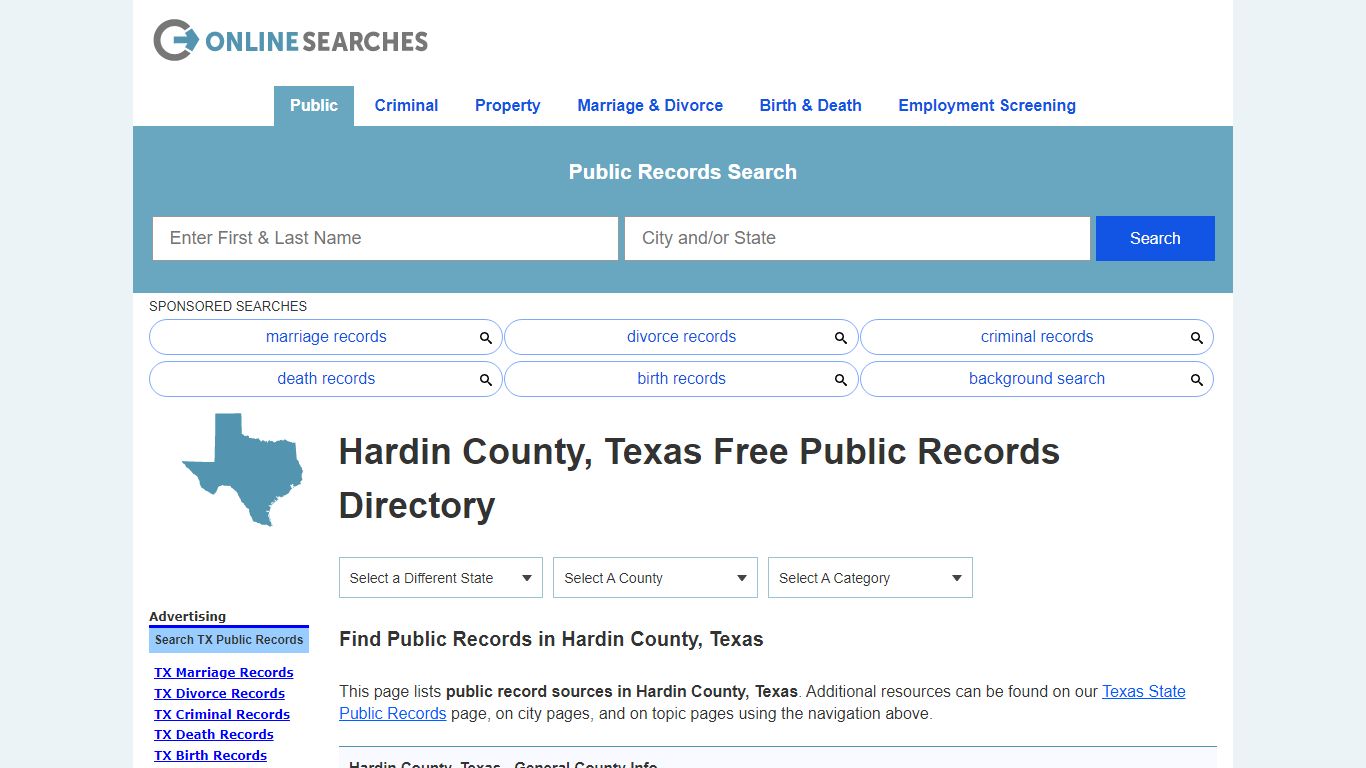 Hardin County, Texas Public Records Directory