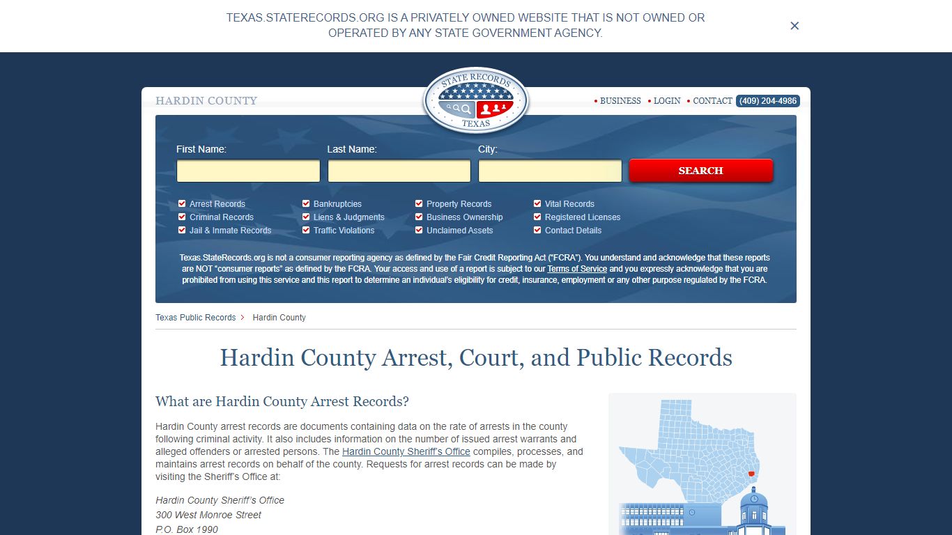 Hardin County Arrest, Court, and Public Records