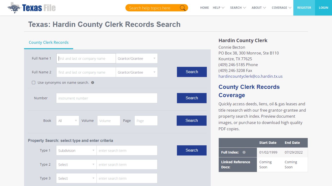 Hardin County Clerk Records Search | TexasFile